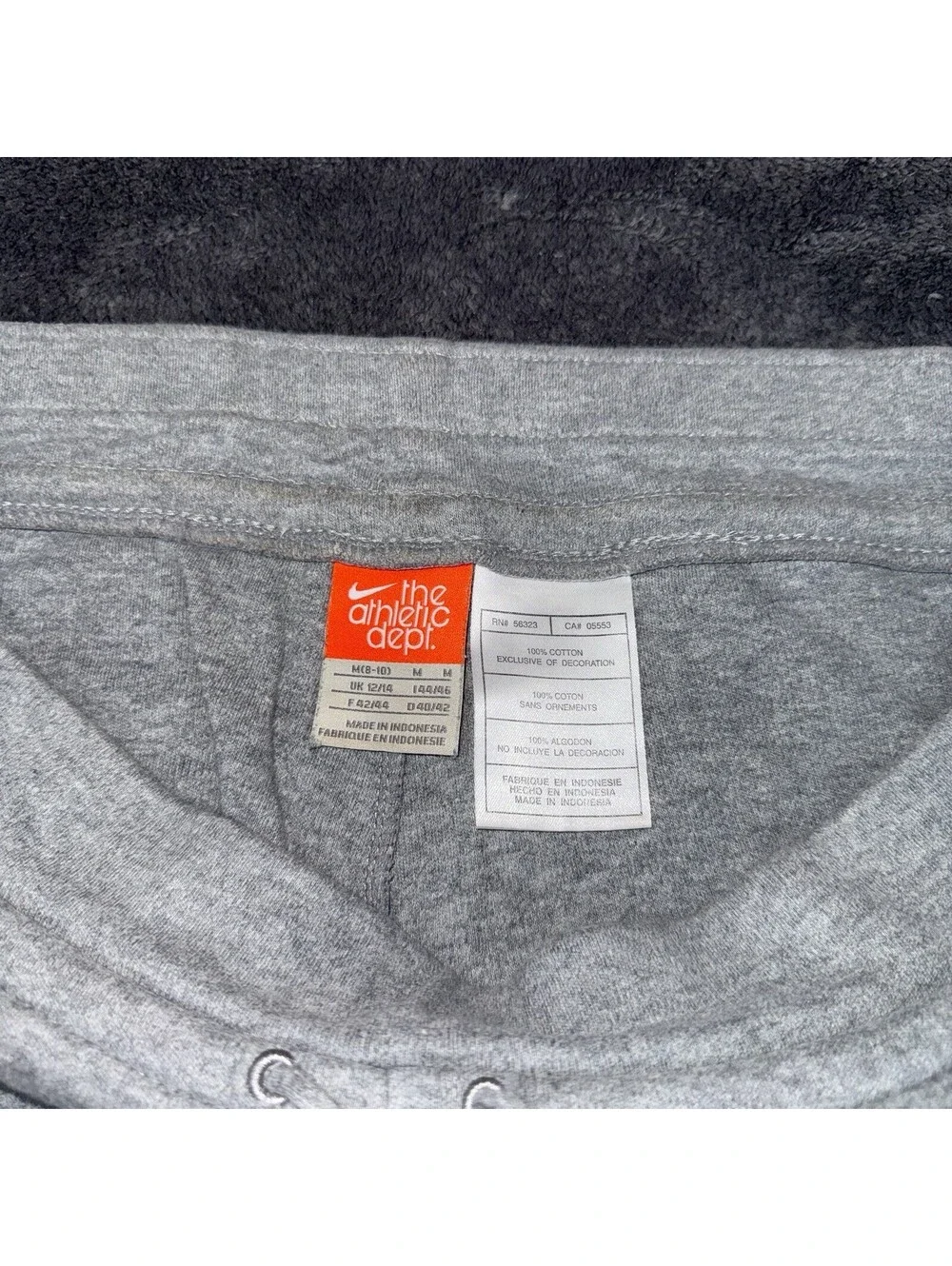 Y2K Nike Athletic Dept Women M Gray Cotton Wide Leg Track Pants Blue Piping VTG